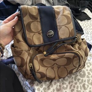 Coach Tan and Blue Women's Backpack